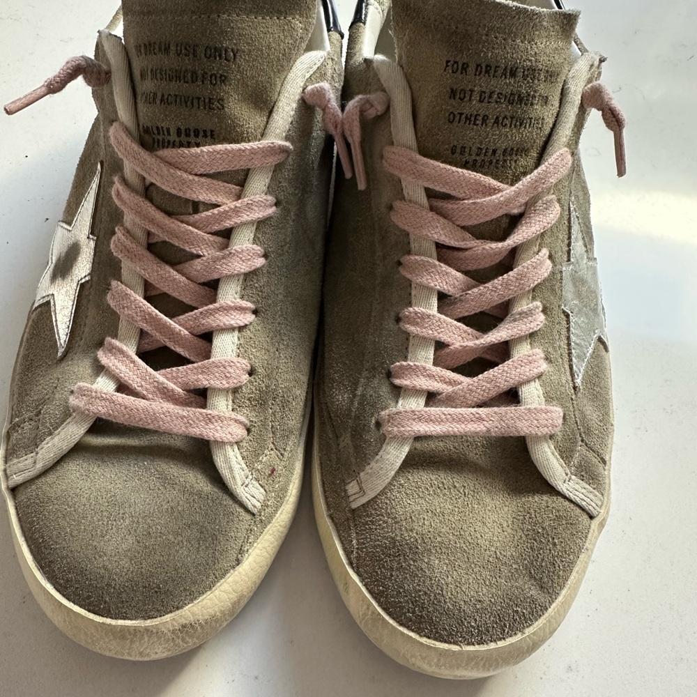 Golden Goose Vintage Pink and Cream Sneakers